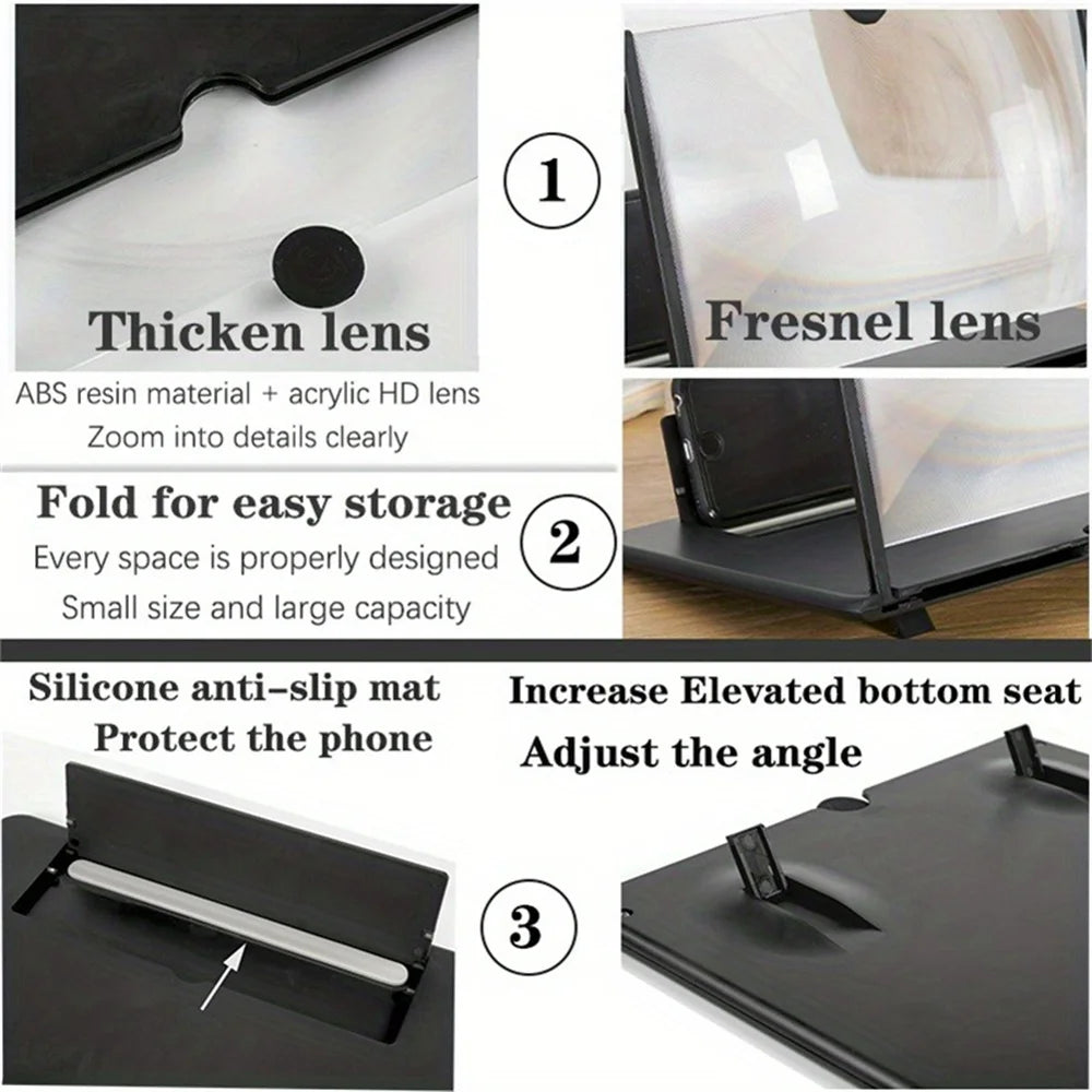 New 12 inch 3D Screen Amplifier HD Mobile Phone Screen Video Magnifier For Smartphone Holder Enlarged Screen Phone Stand Bracket